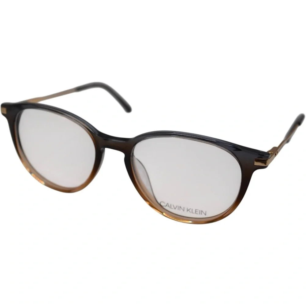 Calvin Klein Women’s Eyeglasses | Crystal Grey | Round Full Rim | 51–17–140